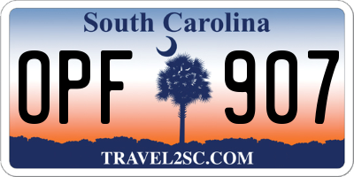 SC license plate OPF907