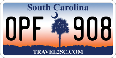 SC license plate OPF908