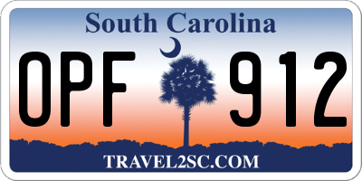 SC license plate OPF912