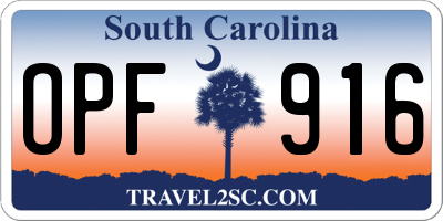 SC license plate OPF916
