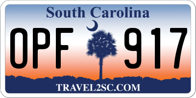 SC license plate OPF917