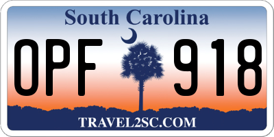 SC license plate OPF918