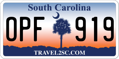 SC license plate OPF919