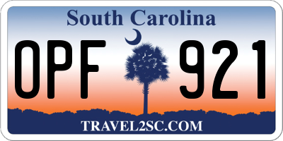 SC license plate OPF921
