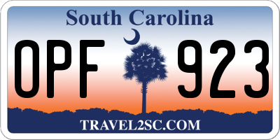 SC license plate OPF923