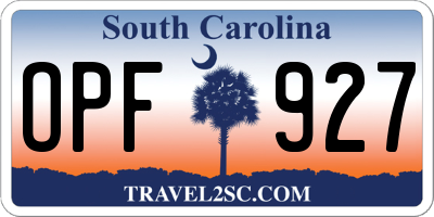 SC license plate OPF927