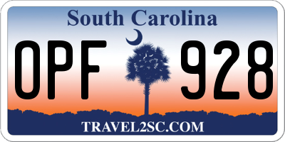 SC license plate OPF928
