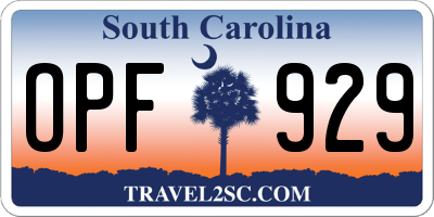 SC license plate OPF929