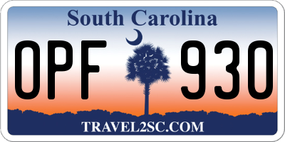 SC license plate OPF930