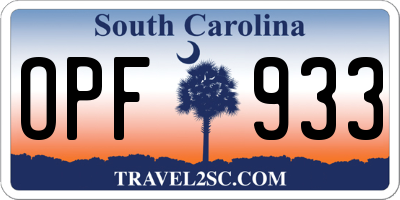 SC license plate OPF933