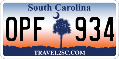 SC license plate OPF934
