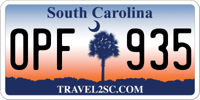 SC license plate OPF935