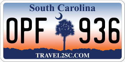 SC license plate OPF936