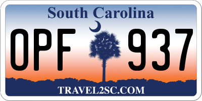 SC license plate OPF937