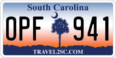 SC license plate OPF941