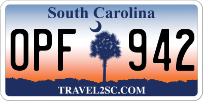 SC license plate OPF942