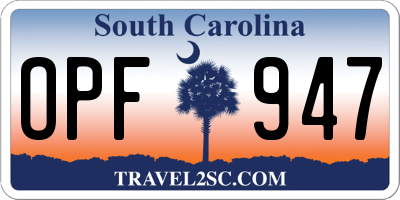 SC license plate OPF947