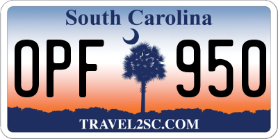 SC license plate OPF950