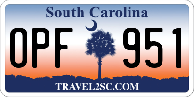 SC license plate OPF951
