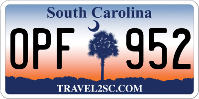 SC license plate OPF952