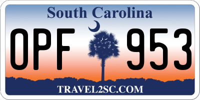 SC license plate OPF953