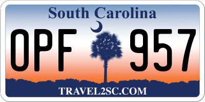 SC license plate OPF957