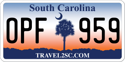 SC license plate OPF959
