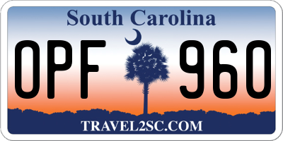 SC license plate OPF960