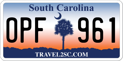 SC license plate OPF961