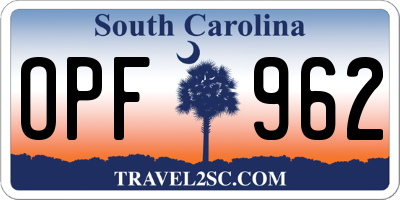 SC license plate OPF962