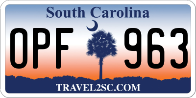 SC license plate OPF963
