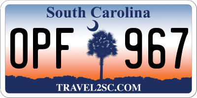 SC license plate OPF967