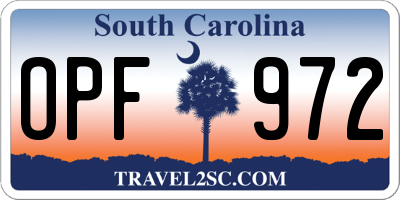 SC license plate OPF972