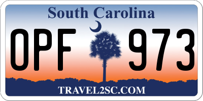 SC license plate OPF973