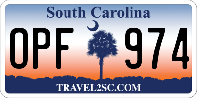 SC license plate OPF974
