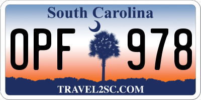 SC license plate OPF978