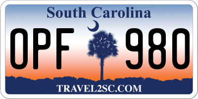 SC license plate OPF980