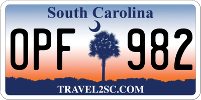 SC license plate OPF982