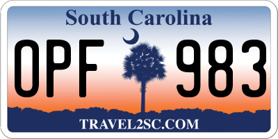 SC license plate OPF983