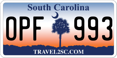 SC license plate OPF993