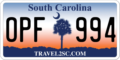 SC license plate OPF994