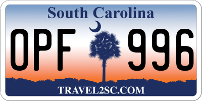 SC license plate OPF996