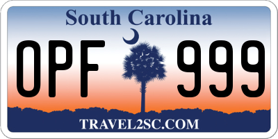 SC license plate OPF999