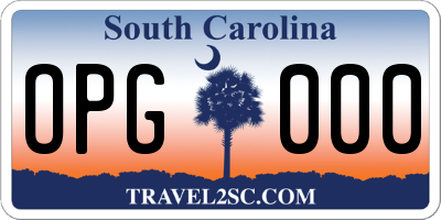 SC license plate OPG000