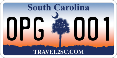 SC license plate OPG001