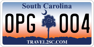 SC license plate OPG004