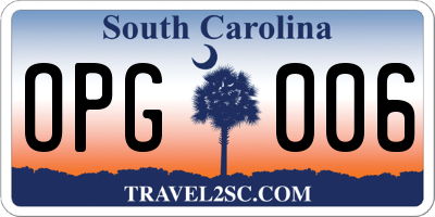 SC license plate OPG006