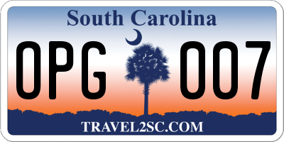 SC license plate OPG007