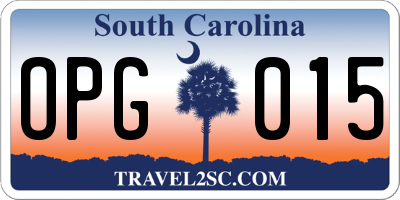 SC license plate OPG015
