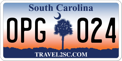 SC license plate OPG024